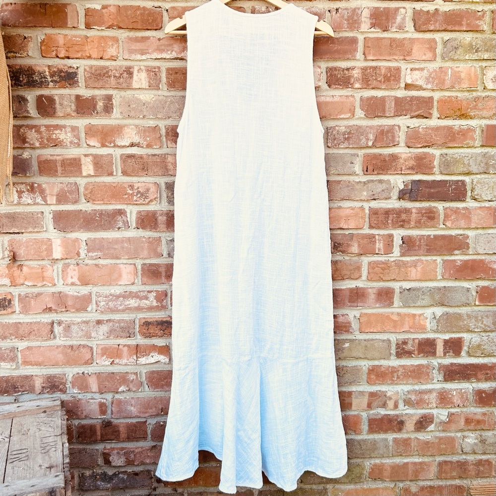 Free People White Sleeveless Button-Front Maxi Tunic Dress - Picture 5 of 16